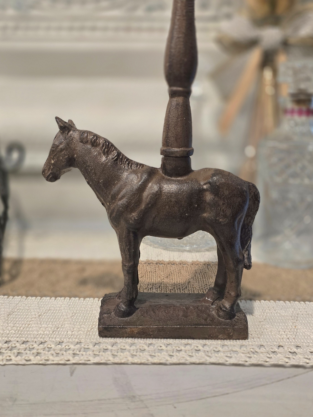 Vintage Decorative Cast Iron Horse Door Stopper - Brown - Picture 2 of 11